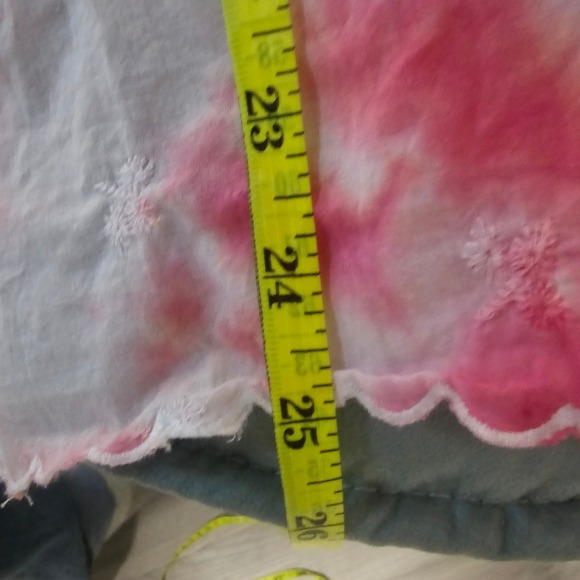 Kelleydeeee OG Tie Dye Eyelet Embroidered Kimono Top Pink White Short Sleeve - Picture 7 of 7